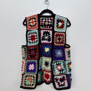 Handmade Crochet Granny Square Vest - Multicolor